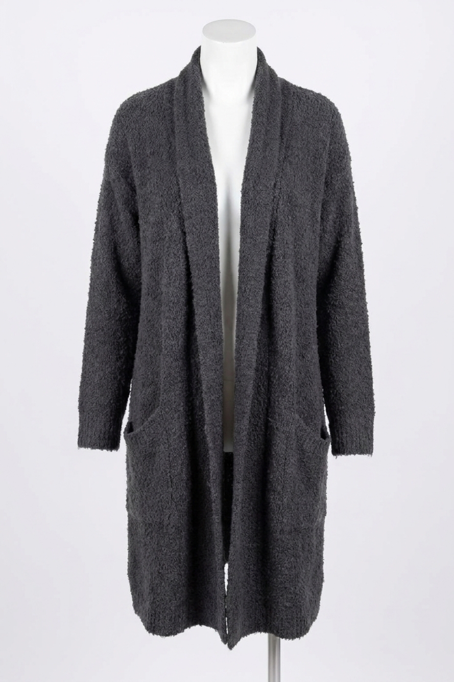 NEW BLUIVY soft fuzzy drape cozy cardigan in charcoal